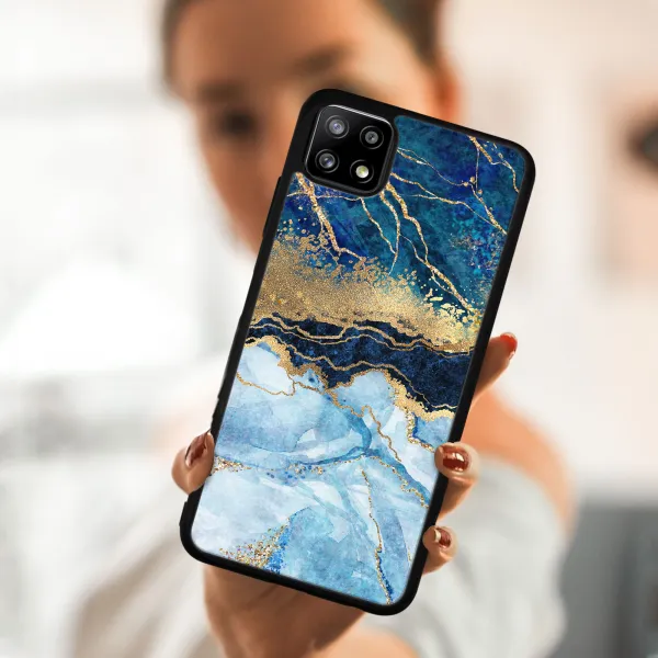 MY ART Silikónový kryt Samsung Galaxy A22 5G BLUE MARBLE (143)