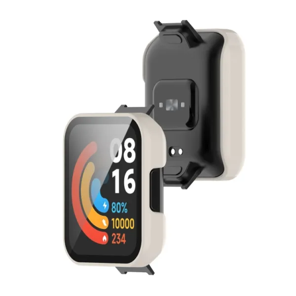 Plastový kryt s ochranným sklom pre Xiaomi Redmi Watch 2 Lite biely