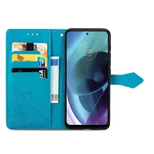 ART Peňaženkový kryt Motorola Moto G71 5G ORNAMENT modrý