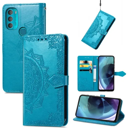 ART Peňaženkový kryt Motorola Moto G71 5G ORNAMENT modrý
