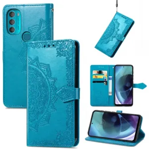 ART Peňaženkový kryt Motorola Moto G71 5G ORNAMENT modrý