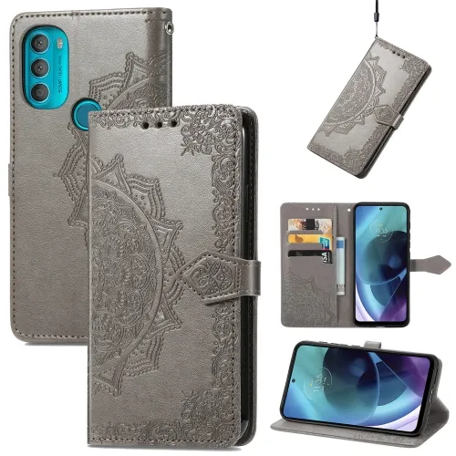 ART Peňaženkový kryt Motorola Moto G71 5G ORNAMENT šedý