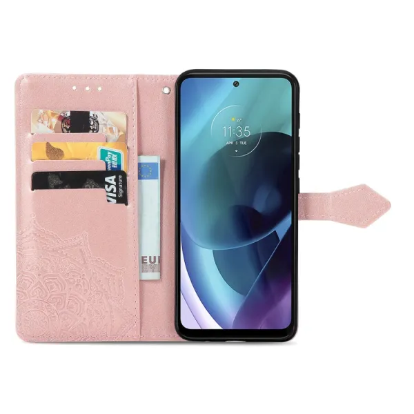 ART Peňaženkový kryt Motorola Moto G71 5G ORNAMENT ružový