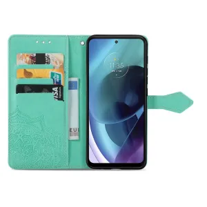 ART Peňaženkový kryt Motorola Moto G71 5G ORNAMENT zelený
