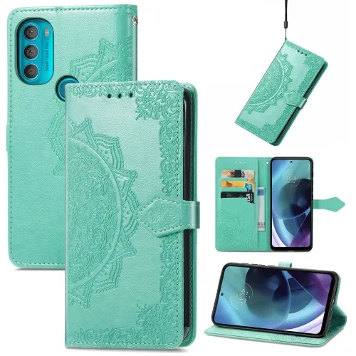 ART Peňaženkový kryt Motorola Moto G71 5G ORNAMENT zelený