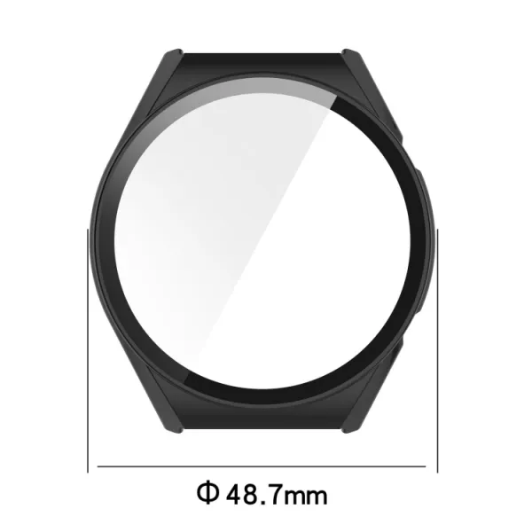 Plastový kryt s ochranným sklom pre Xiaomi Watch S1 béžový