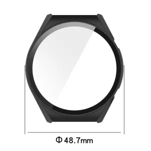 Plastový kryt s ochranným sklom pre Xiaomi Watch S1 béžový