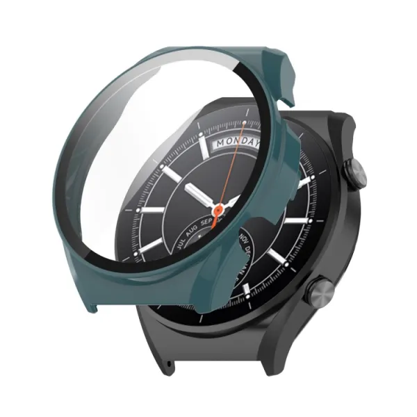 Plastový kryt s ochranným sklom pre Xiaomi Watch S1 béžový