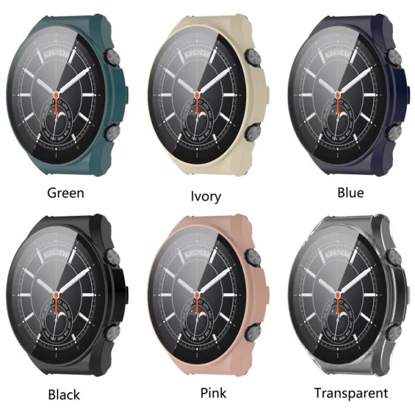 Plastový kryt s ochranným sklom pre Xiaomi Watch S1 béžový