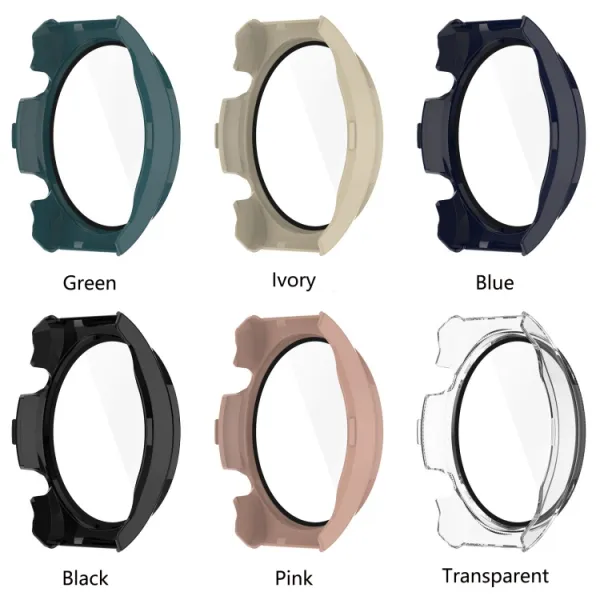 Plastový kryt s ochranným sklom pre Xiaomi Watch S1 béžový