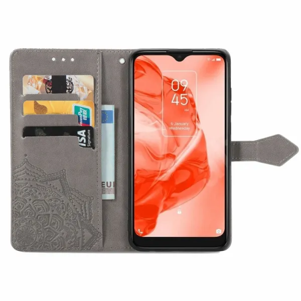 ART Peňaženkový kryt TCL 205 ORNAMENT šedý