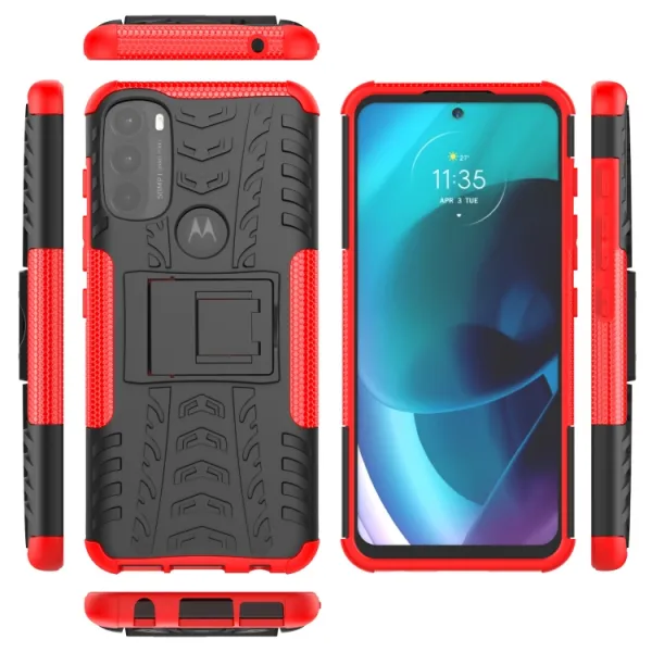 STAND Extra odolný obal Motorola Moto G71 5G červený