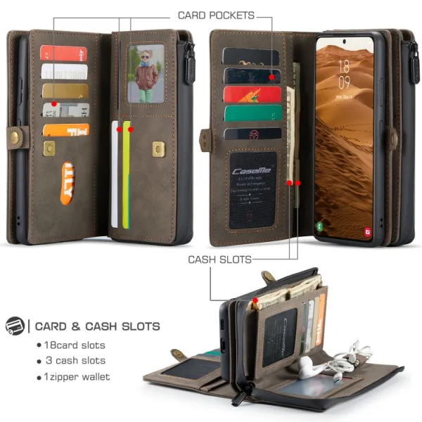 WALLET Ochranný Kryt s peňaženkou 2v1 pre Samsung Galaxy S22 Plus 5G hnedé