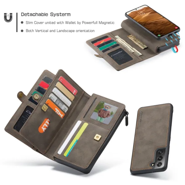 WALLET Ochranný Kryt s peňaženkou 2v1 pre Samsung Galaxy S22 Plus 5G hnedé