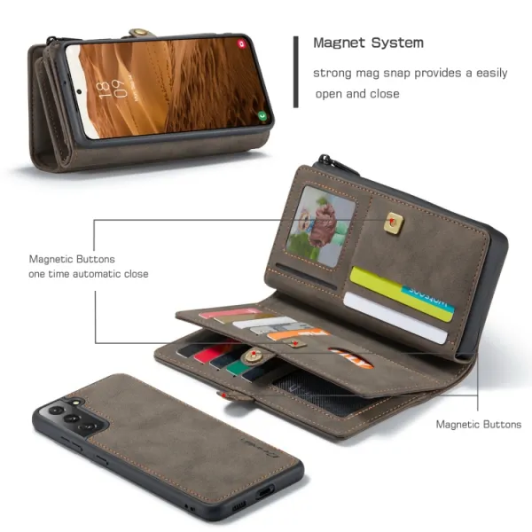 WALLET Ochranný Kryt s peňaženkou 2v1 pre Samsung Galaxy S22 Plus 5G hnedé