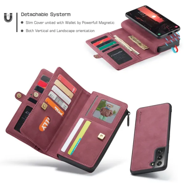 WALLET Ochranný Kryt s peňaženkou 2v1 pre Samsung Galaxy S22 Plus 5G červené