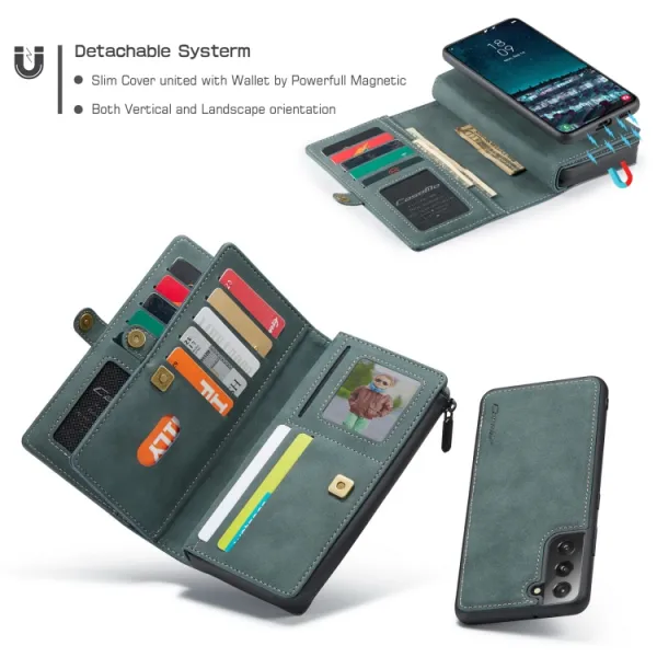 WALLET Ochranný Kryt s peňaženkou 2v1 pre Samsung Galaxy S22 Plus 5G zelené