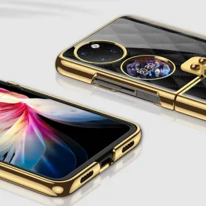 GKK GLASS Ochranný kryt s držiakom Huawei P50 Pocket WHITE RHOMBUS