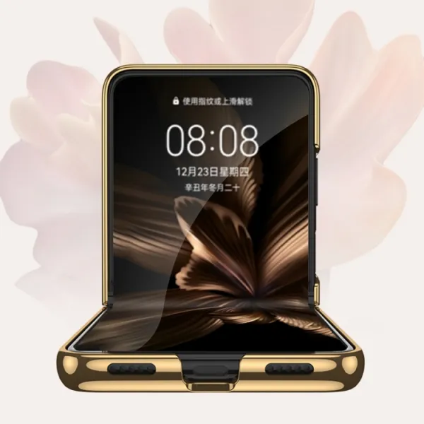GKK GLASS Ochranný kryt s držiakom Huawei P50 Pocket WHITE RHOMBUS