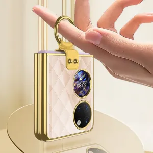GKK GLASS Ochranný kryt s držiakom Huawei P50 Pocket WHITE RHOMBUS