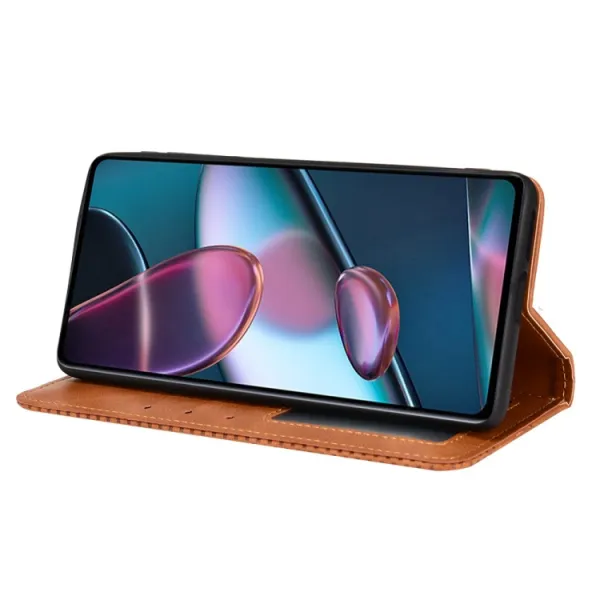 BUSINESS Peňaženkový kryt pre Motorola Edge 30 Pro / Edge X30 hnedý