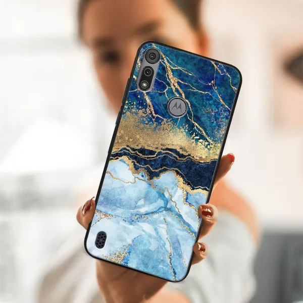 MY ART Silikónový kryt Motorola Moto E6s BLUE MARBLE (141)