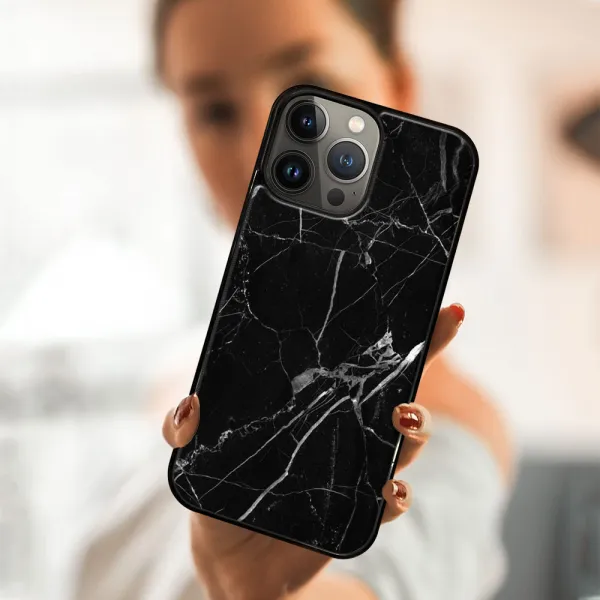 MY ART Silikónový kryt Apple iPhone 13 Pro BLACK MARBLE (142)