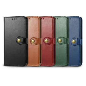 LEATHER BUCKLE Peňaženkový obal Motorola Edge 30 Pro modrý