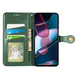 LEATHER BUCKLE Peňaženkový obal Motorola Edge 30 Pro zelený
