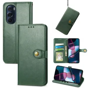 LEATHER BUCKLE Peňaženkový obal Motorola Edge 30 Pro zelený
