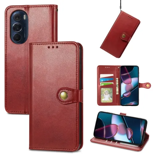 LEATHER BUCKLE Peňaženkový obal Motorola Edge 30 Pro červený