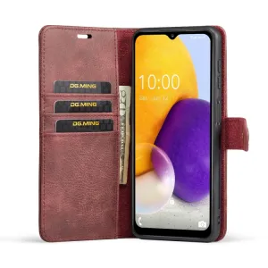 DG.MING Peňaženkový obal 2v1 Samsung Galaxy A13 červený