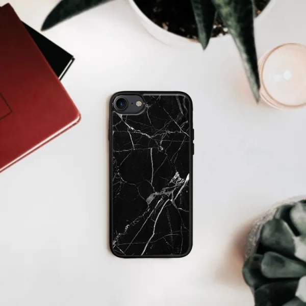 MY ART Ochranný kryt Apple iPhone SE 2022 / 2020 / 7 / 8 BLACK MARBLE (142)
