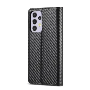 IMEEKE CARBON Peňaženkový kryt Samsung Galaxy A33 5G čierny