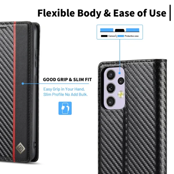 IMEEKE CARBON Peňaženkový kryt Samsung Galaxy A33 5G čierny