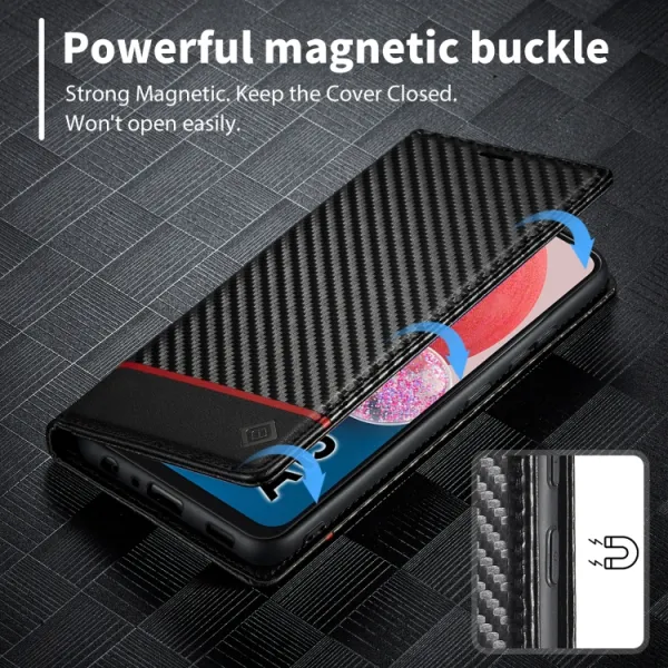 IMEEKE CARBON Peňaženkový kryt Samsung Galaxy A13 čierny