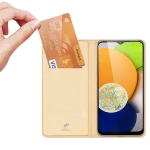 DUX Peňaženkový obal Samsung Galaxy A03 zlatý