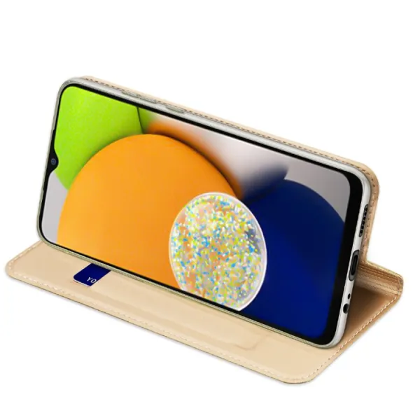 DUX Peňaženkový obal Samsung Galaxy A03 zlatý
