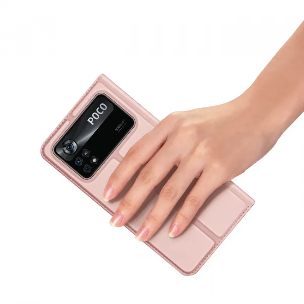 DUX Peňaženkový obal pre Xiaomi Poco X4 Pro 5G ružový