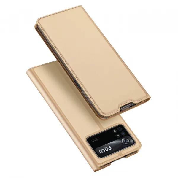 DUX Peňaženkový obal pre Xiaomi Poco X4 Pro 5G zlatý