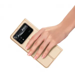 DUX Peňaženkový obal pre Xiaomi Poco X4 Pro 5G zlatý