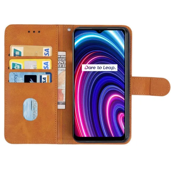 SMOOTH Peňaženkové puzdro Realme C25Y hnedé
