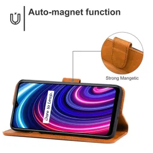 SMOOTH Peňaženkové puzdro Realme C25Y hnedé