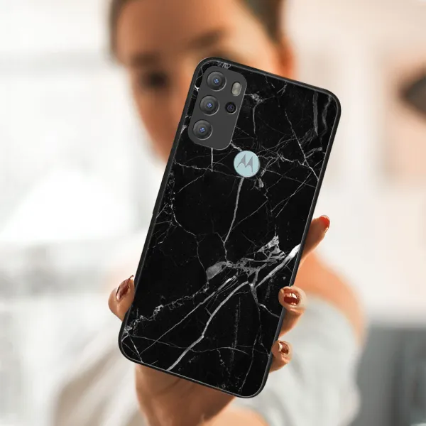 MY ART Silikónový obal Motorola Moto G60s BLACK MARBLE (142)