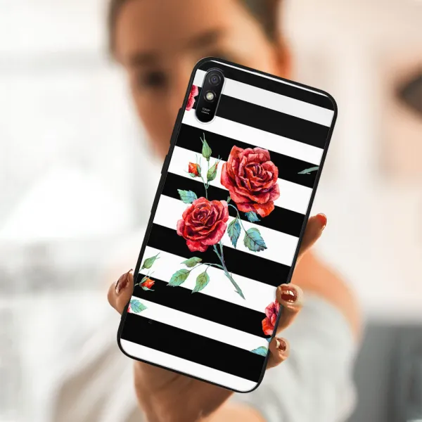 MY ART Silikónový obal Xiaomi Redmi 9A / 9AT BLACK and WHITE (034)
