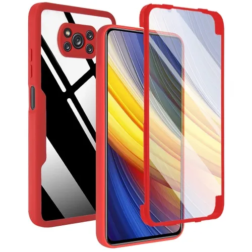 DUAL Obojstranný kryt s fóliou Xiaomi Poco X3 NFC / X3 Pro červený