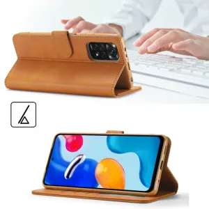 IMEEKE Peňaženkový kryt pre Xiaomi Redmi Note 11 Pro svetlohnedý
