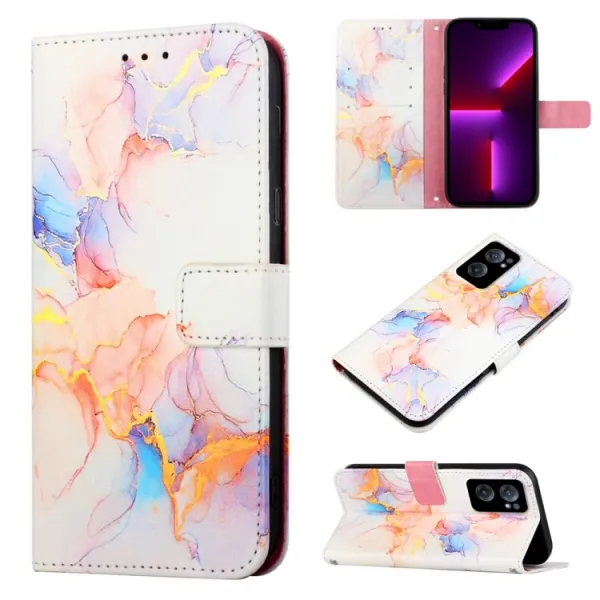 ART Peňaženkový kryt OnePlus Nord CE 2 5G WHITE ORANGE MARBLE