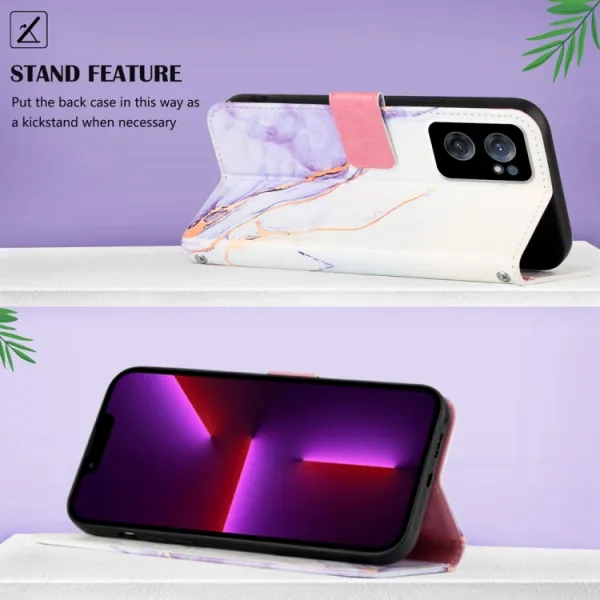 ART Peňaženkový kryt OnePlus Nord CE 2 5G WHITE PURPLE MARBLE