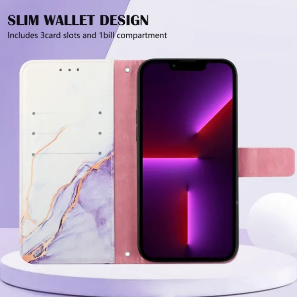 ART Peňaženkový kryt OnePlus Nord CE 2 5G WHITE PURPLE MARBLE